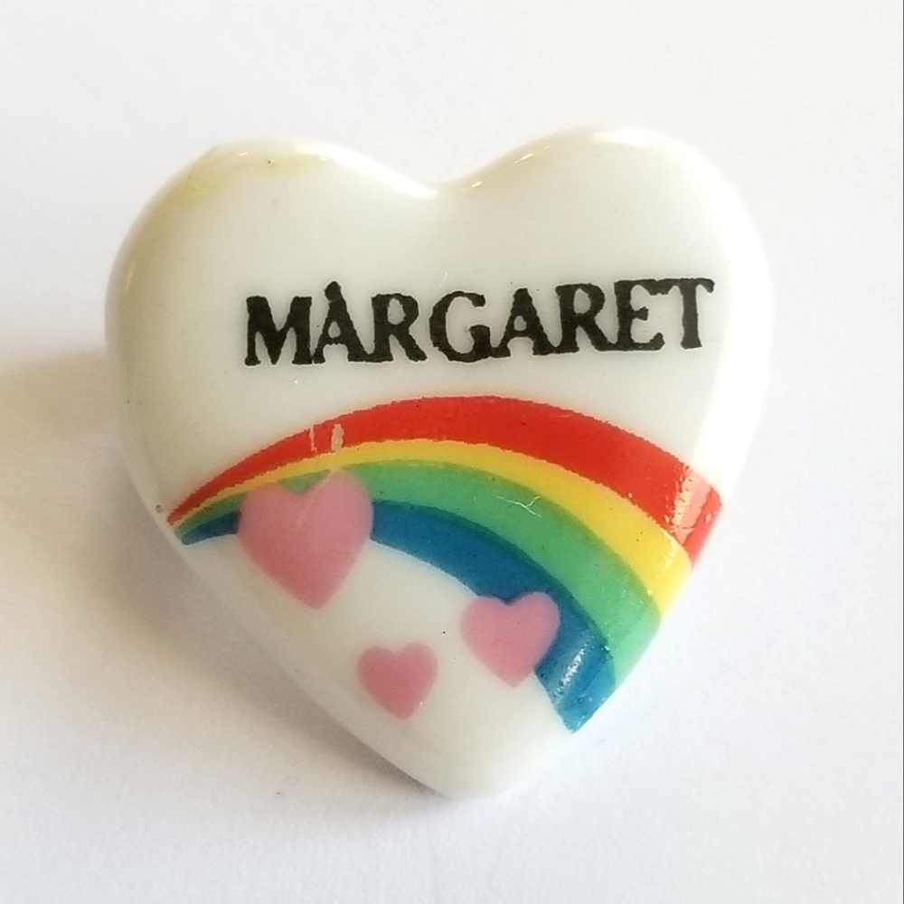 Vintage pin Margaret name brooch rainbow heart